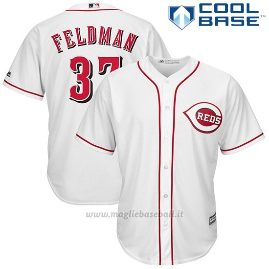 Maglia Baseball Uomo Cincinnati Reds Scott Feldman 37 Bianco Cool Base
